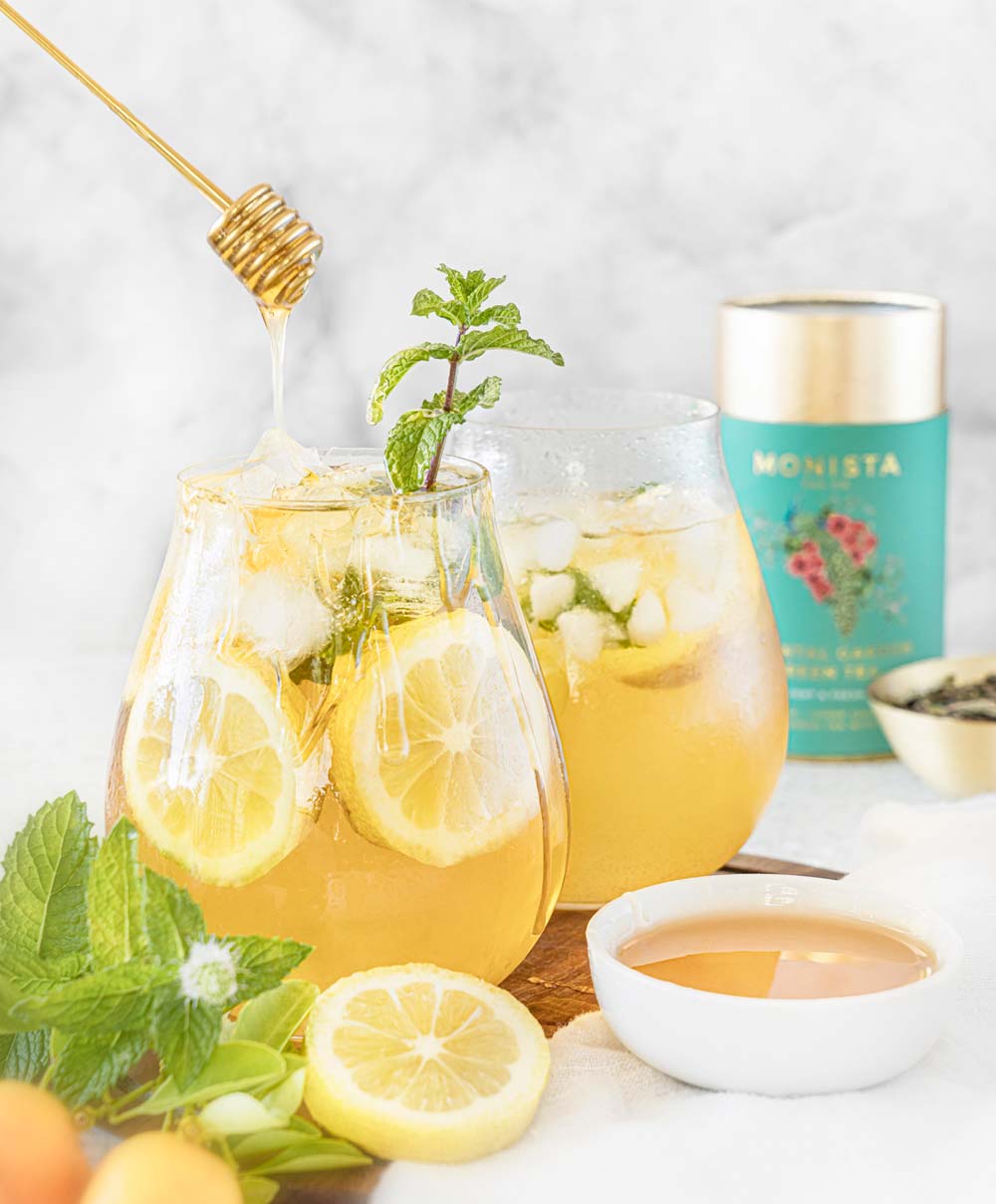 Sparkling Iced Oriental Garden Green Tea with Mint