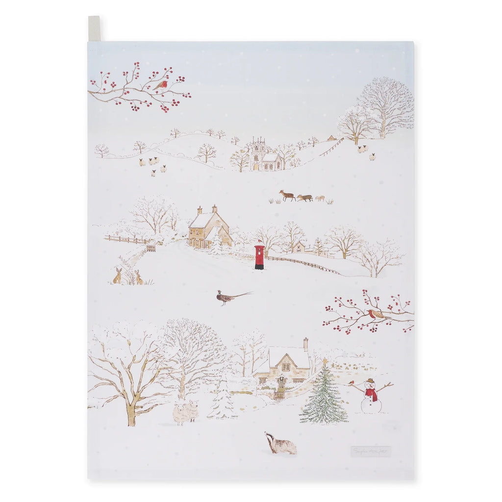 Snowy Village Tea Towel
