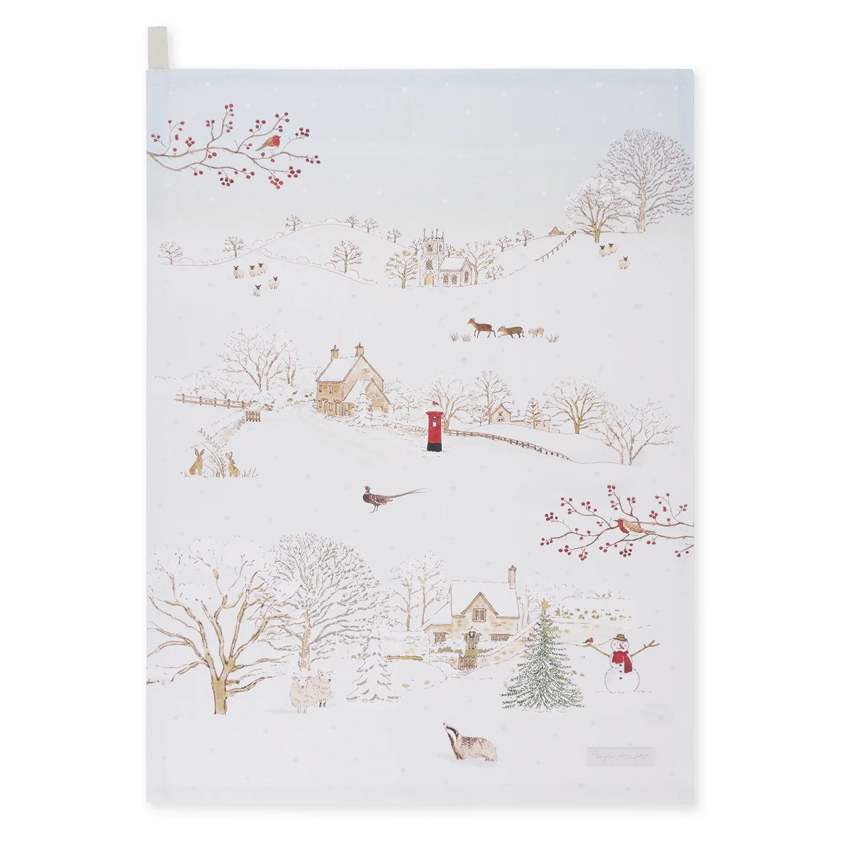 Snowy Village Tea Towel
