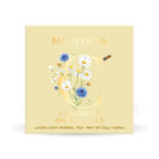 Monista Camomile on the Nile loose leaf herbal tea packaging with floral design