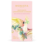 Pink Matilda's Lemongrass & Ginger tea refill box with a cockatoo illustration