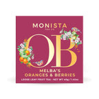 Monista Tea Co. Melba's Oranges & Berries tea package on a white background