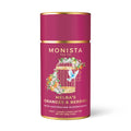 Monista Tea Co. canister with 'Melba's Oranges & Berries' design on a white background