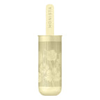 Gold spoon with 'Monista' engraved on the handle on a white background