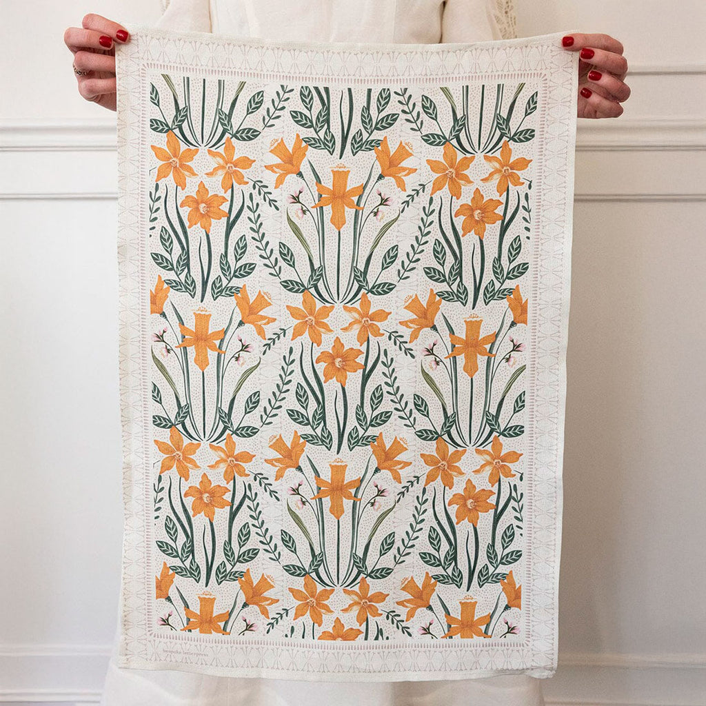 Daffodil 100% linen tea towel