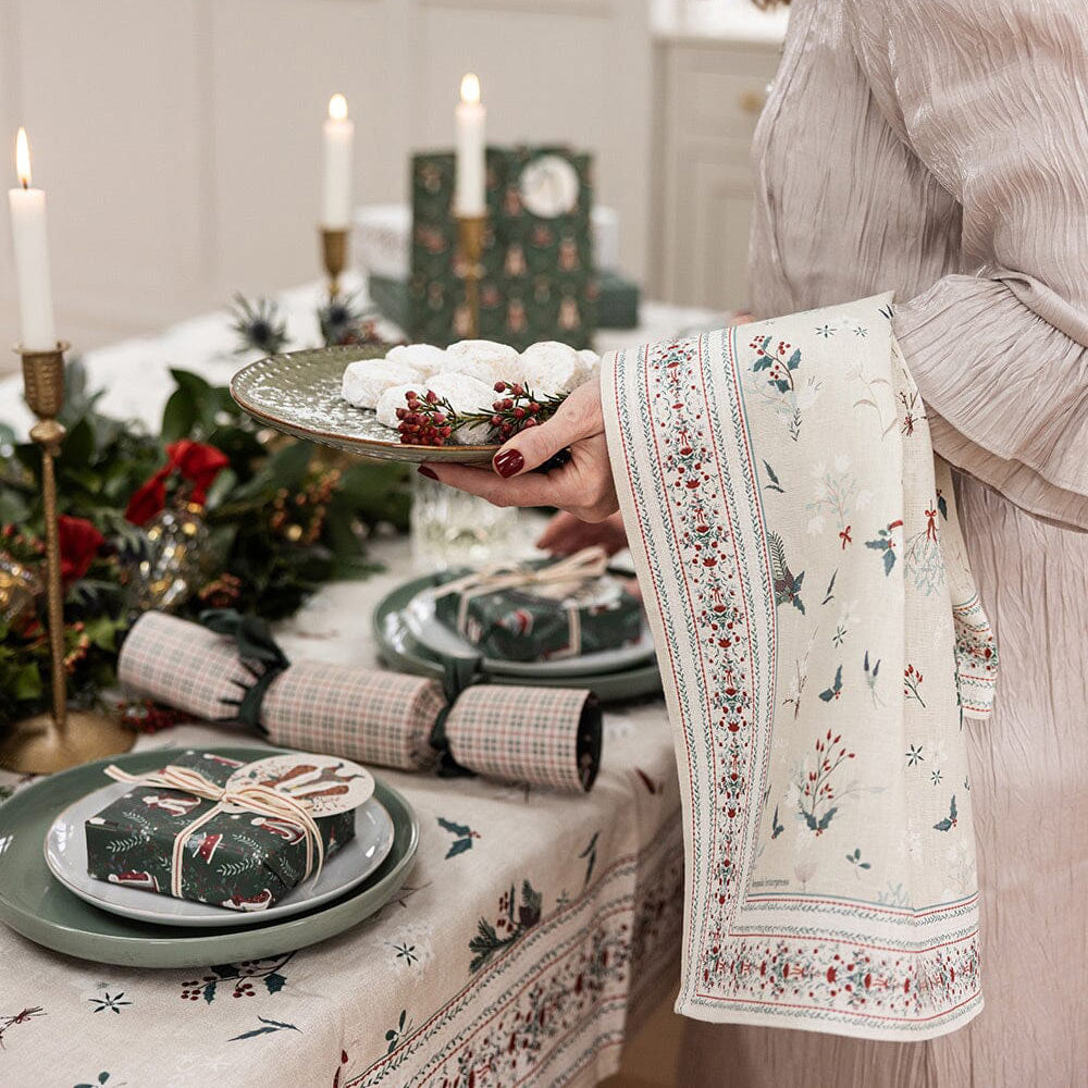 Heirloom Christmas Holly Tea Towel