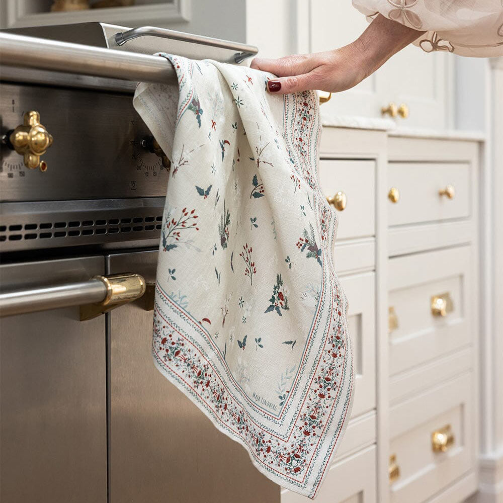 Heirloom Christmas Holly Tea Towel