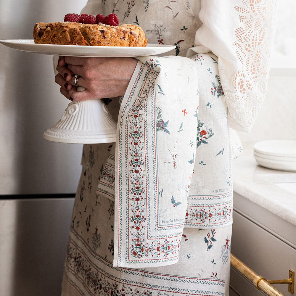 Heirloom Christmas Holly Tea Towel