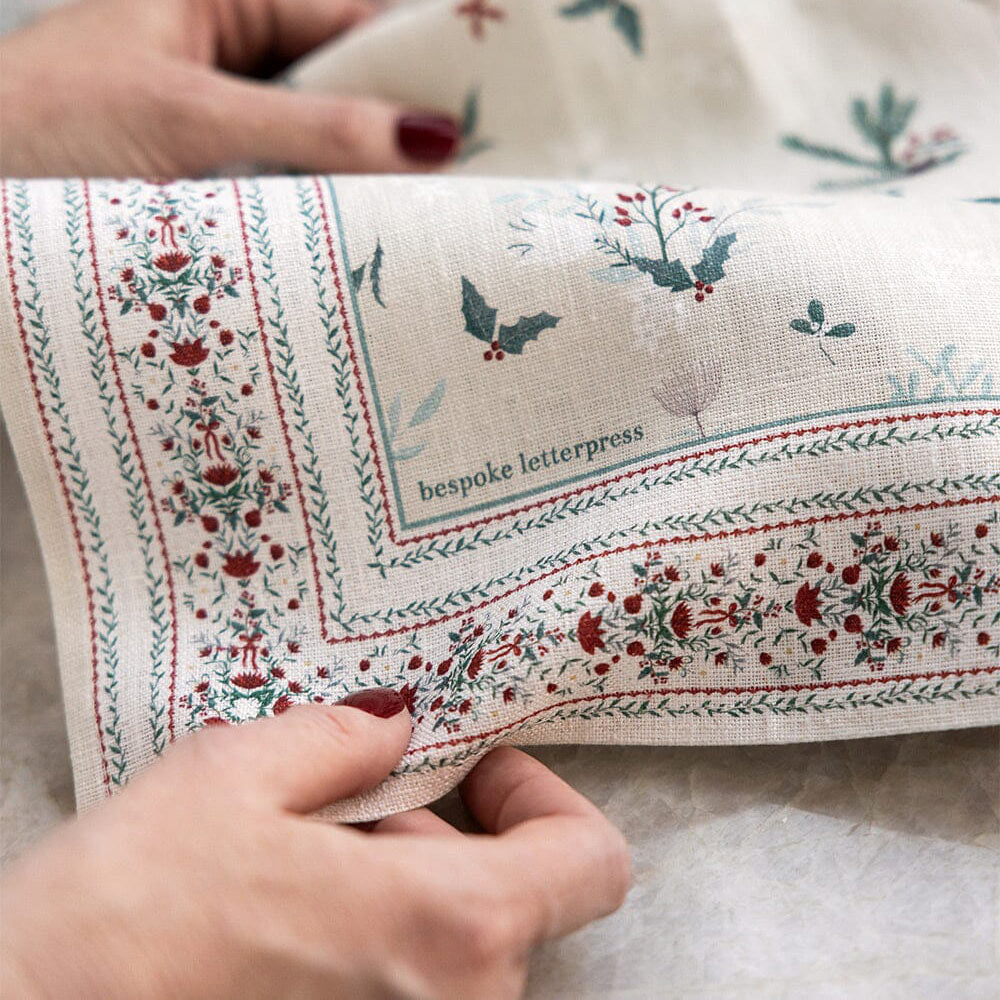 Heirloom Christmas Holly Tea Towel