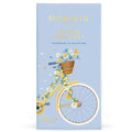 Light blue French Earl Grey tea refill box with a floral bicycle illustration