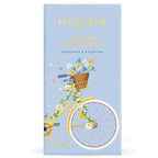 Light blue French Earl Grey tea refill box with a floral bicycle illustration