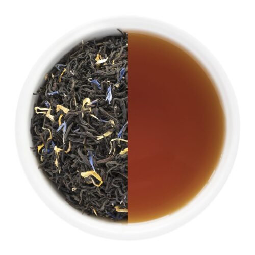 French Earl Grey loose leaf tea and brewed tea