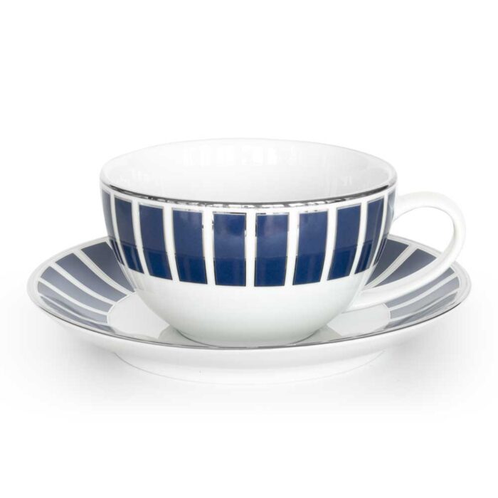 blue tea cup and saucer