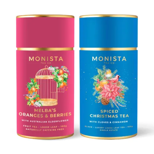 two australian inspired christmas tea canisters