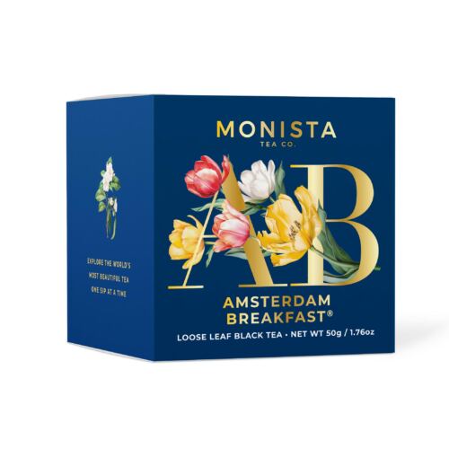 navy blue mini box with tulips on it
