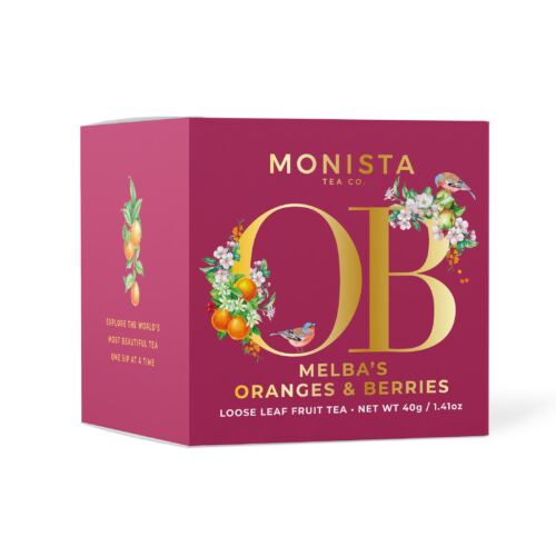 Fruit tea mini cube with flowers and birds