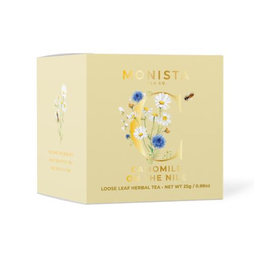 Yellow mini cube with camomile flowers