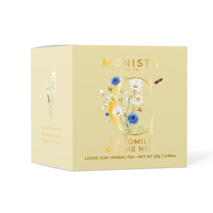 Yellow mini cube with camomile flowers