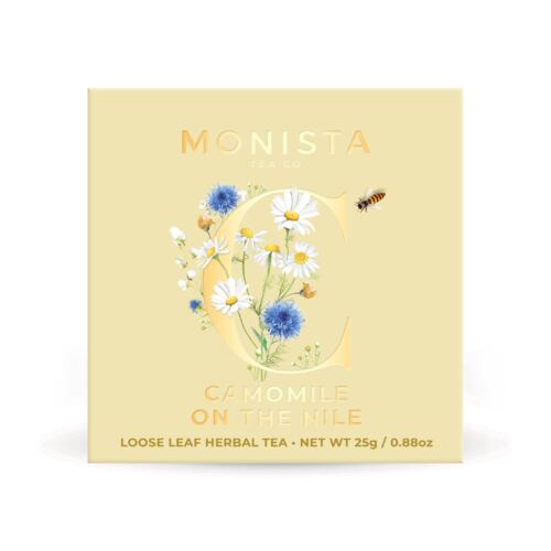 Yellow mini cube with camomile flowers