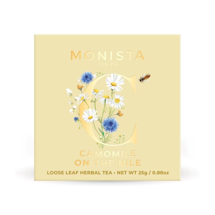 Yellow mini cube with camomile flowers