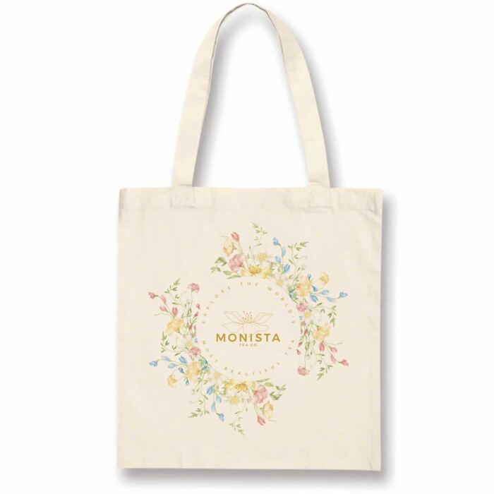 Tote bag with pretty floral logo