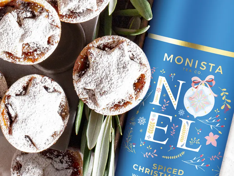 christmas mince pies with tea canister