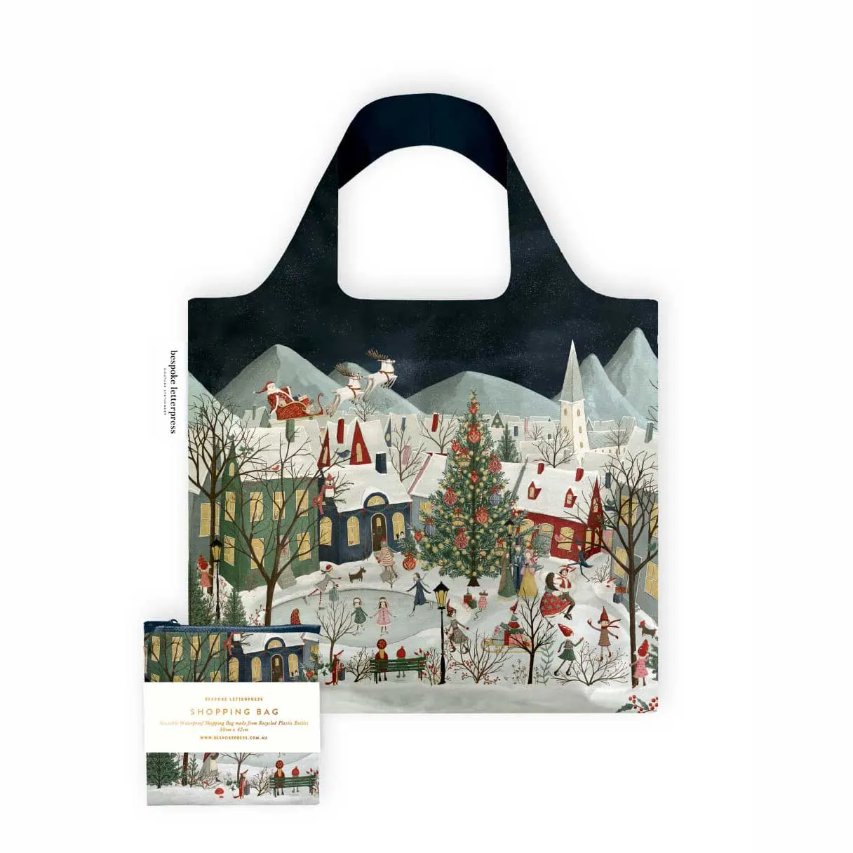 re usable shopping bag with christmas print
