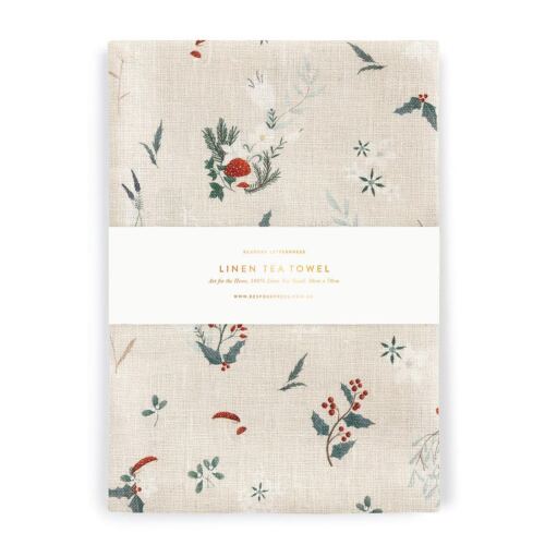 Heirloom Christmas Holly Tea-Towel