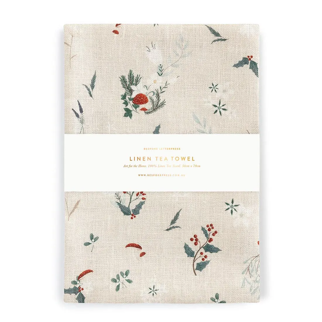 Heirloom Christmas Holly Tea-Towel