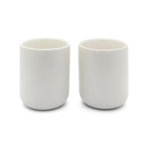 two white tea mugs