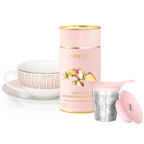pink Tea canister cup and infuser