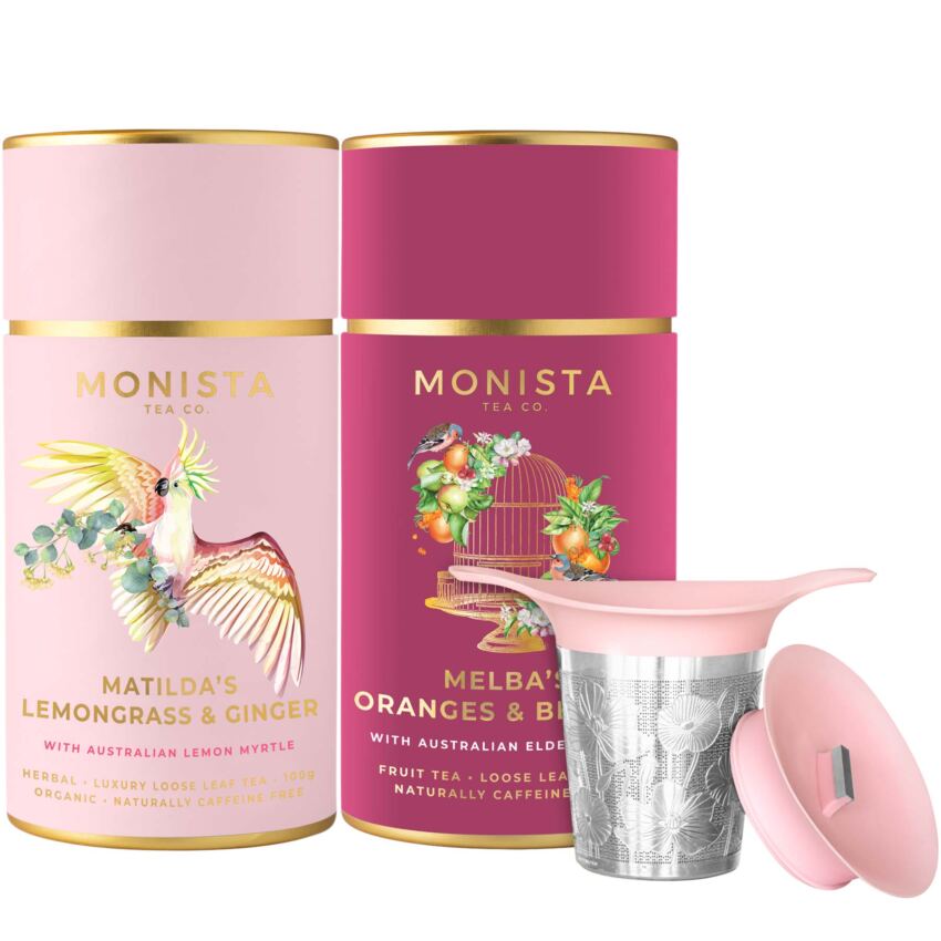 two tea canisters and infuser