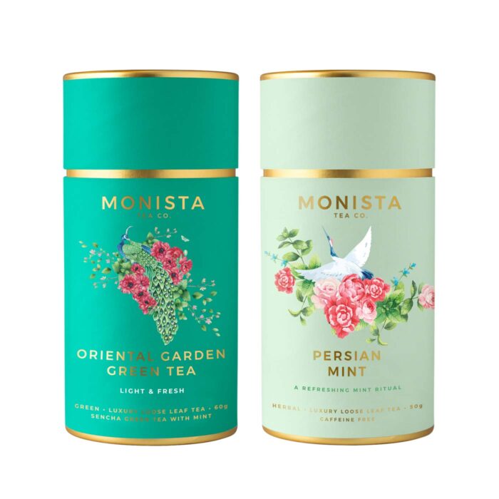 two Green tea canisters