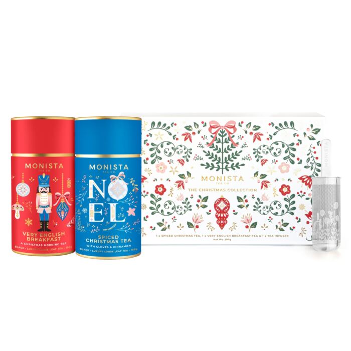 Christmas gift box with 2 tea canisters and infuser
