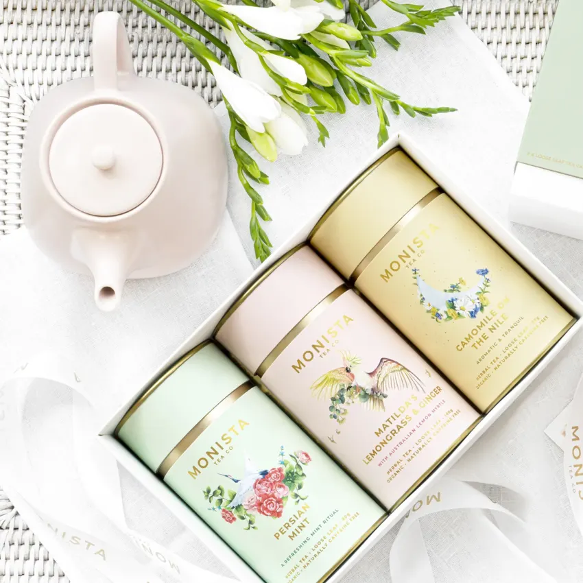 pink teapot with tea gift set
