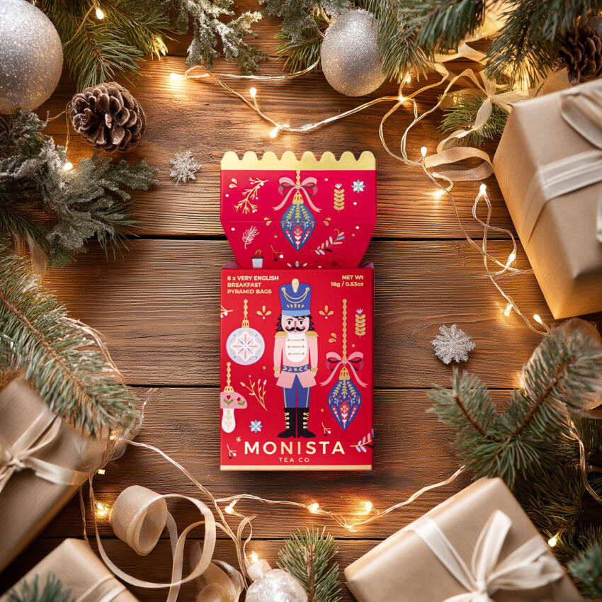 red christmas bon bon with nutcracker image