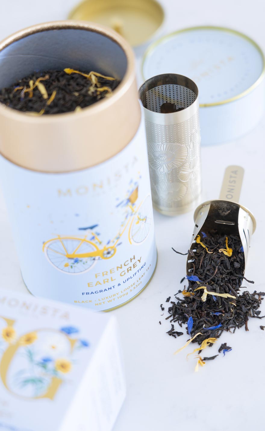 tea canister with infuser and loose leaf tea