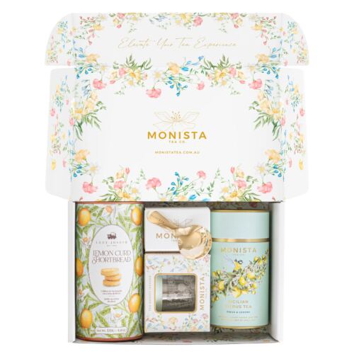 gift box with tea canister, Infuser and canister of biscuits