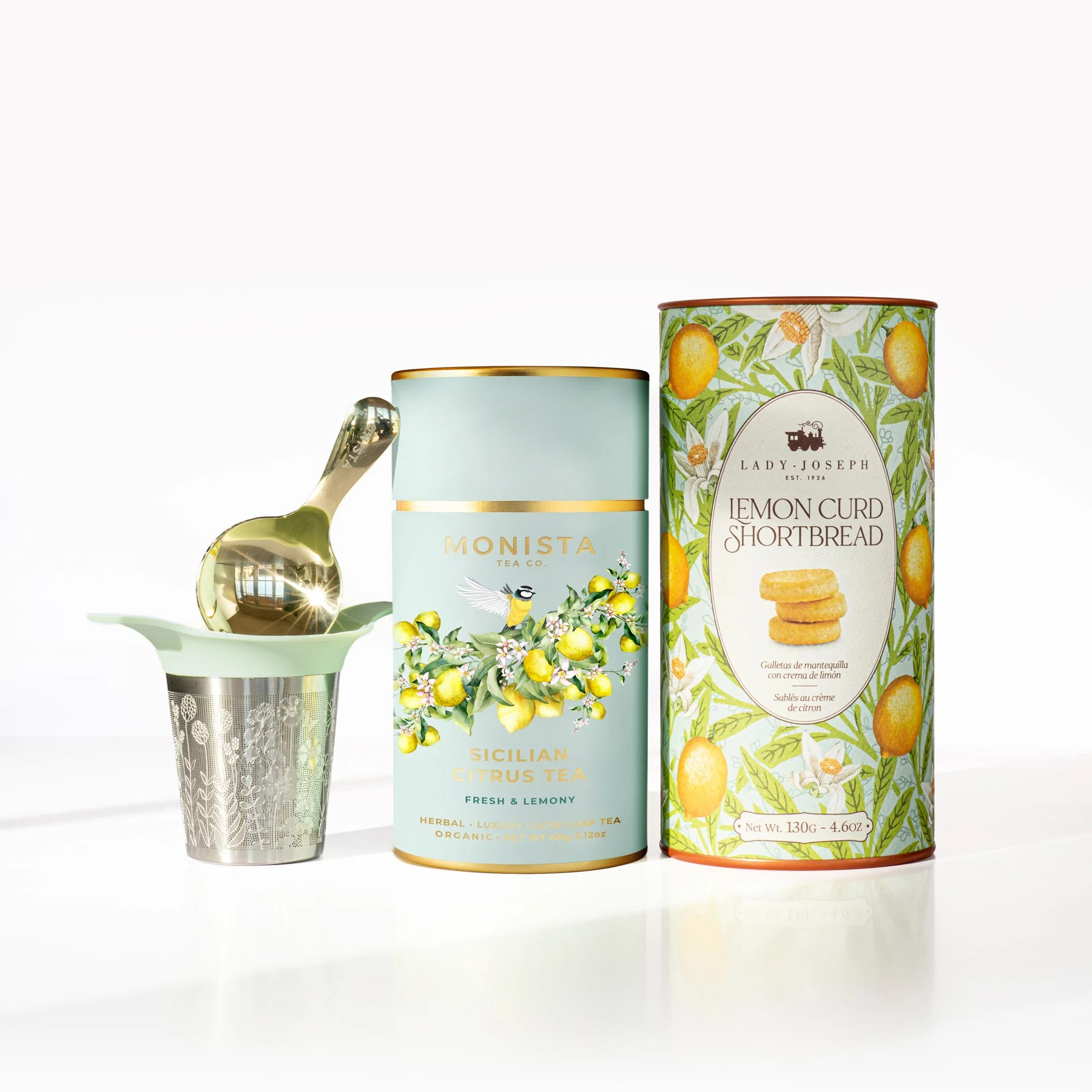 tea canister, Infuser and canister of biscuits