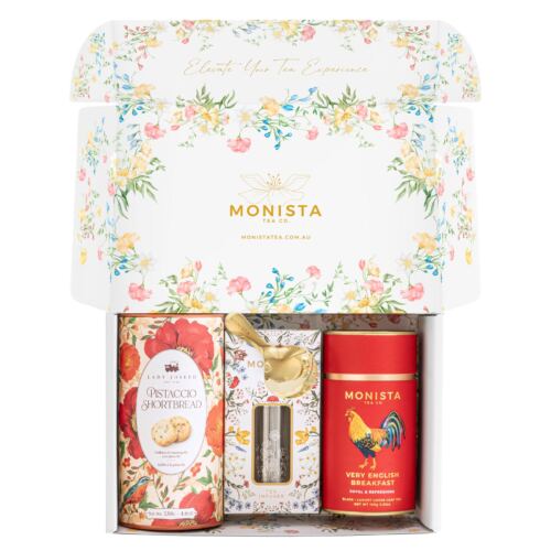 gift box with tea canister, Infuser and canister of biscuits