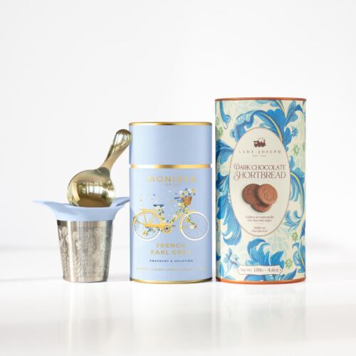tea canister, Infuser and canister of biscuits