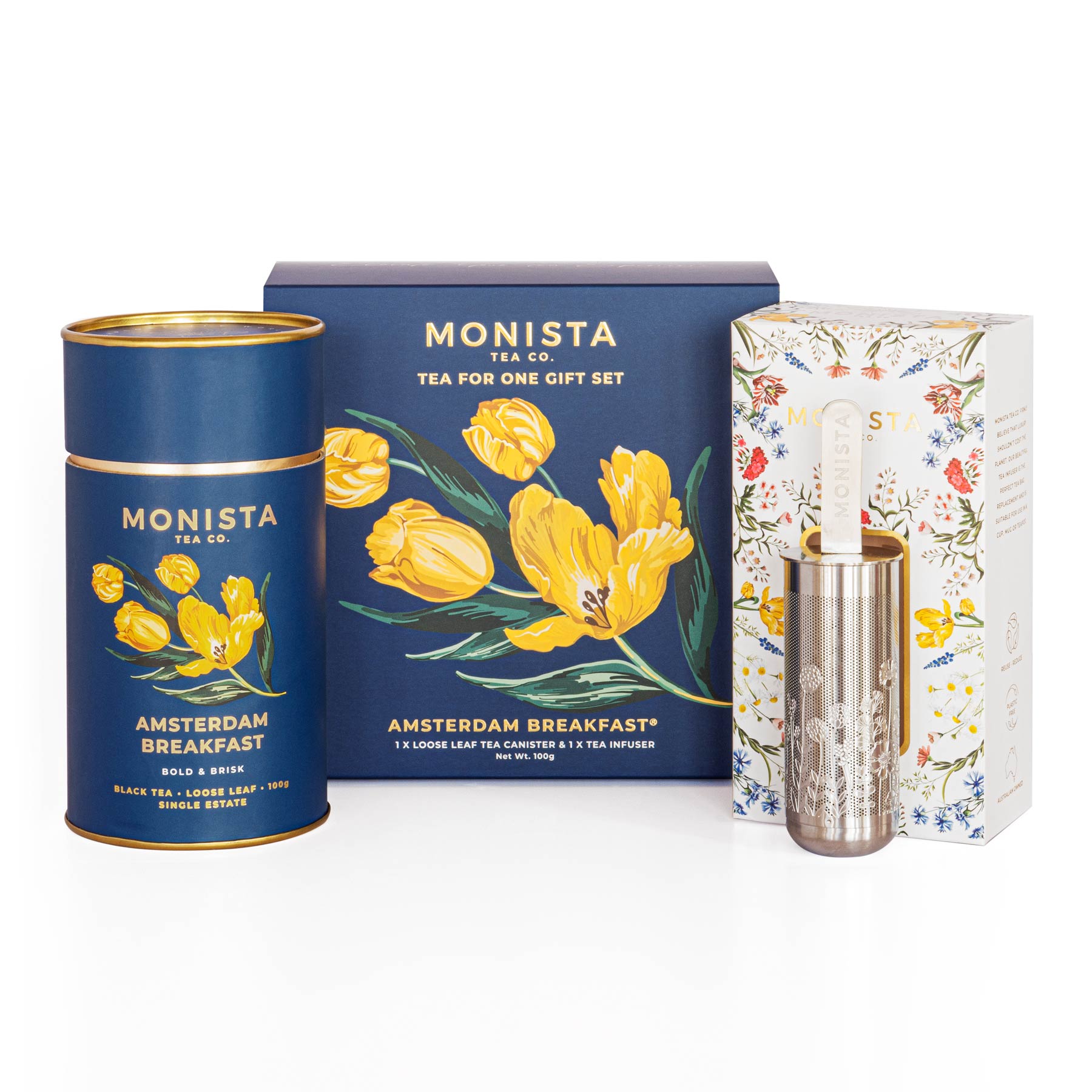 Tea gift set with canister and infuser