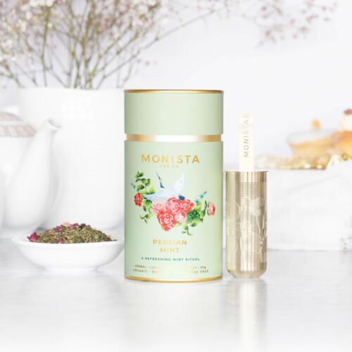 Mint Green tea canister and gold stick infuser