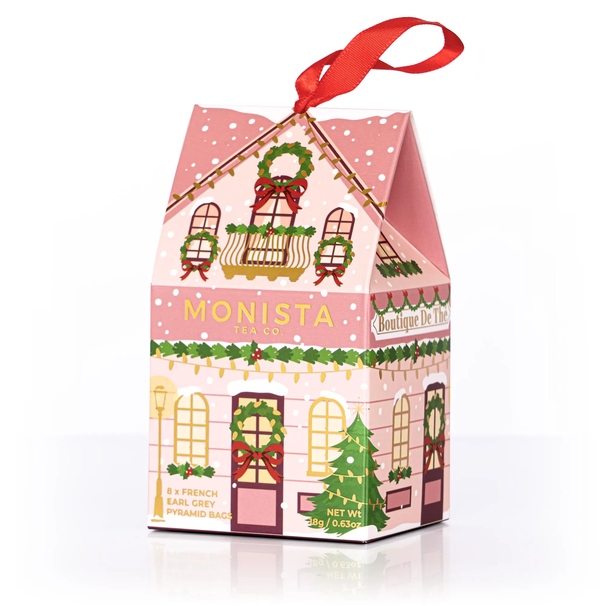 pink christmas tea house decoration