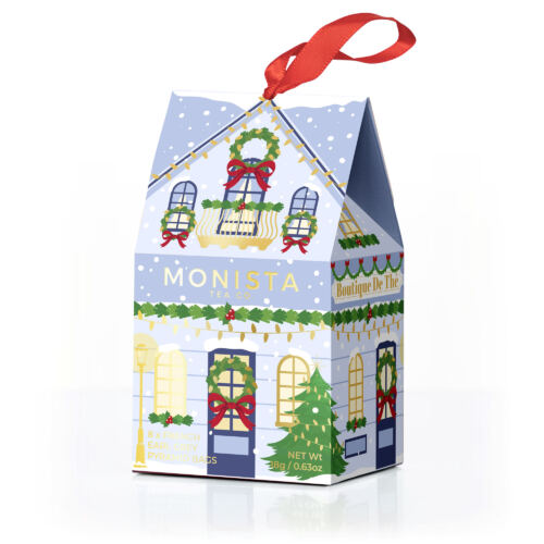 blue christmas tea house decoration