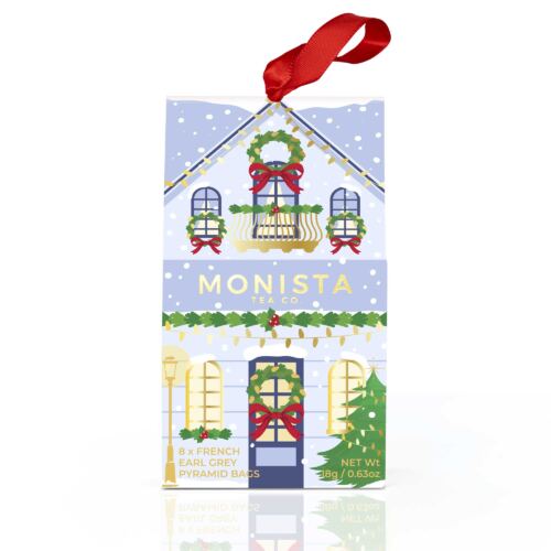 blue christmas tea house decoration