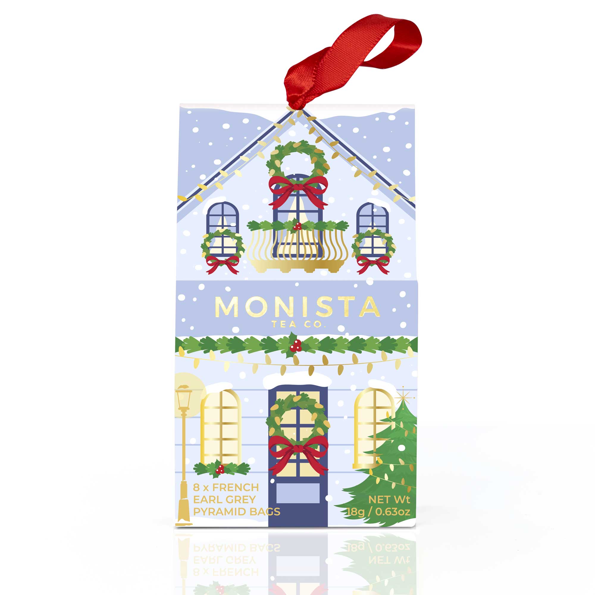 blue christmas tea house decoration