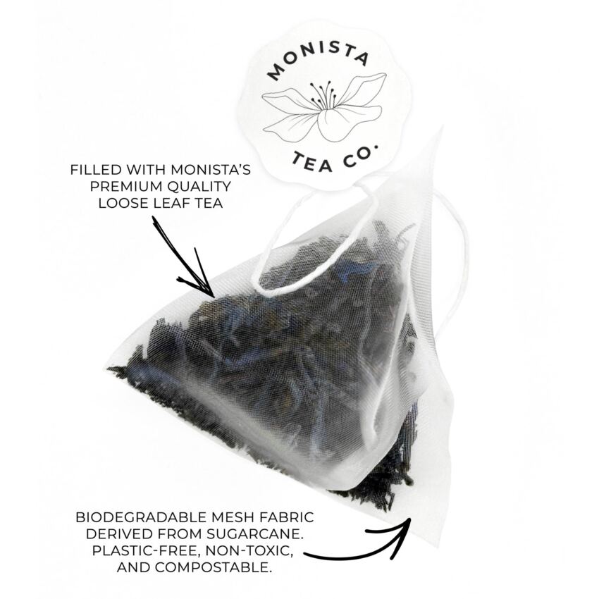 Tea bag with loose leaf tea inside